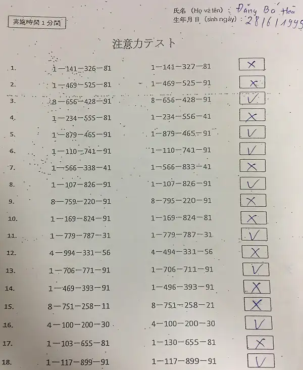 bai test IQ di nhat